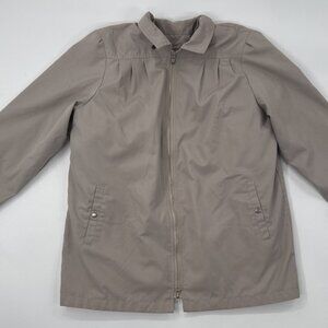 Vintage London Fog Coat Womens 12 Beige Full Zip Jacket w/ Quilted Padded Liner